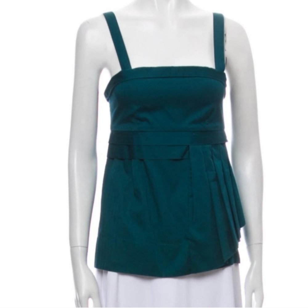MARC Marc Jacobs Teal/Peacock Pleat Front Cotton Cami- Sz. 2